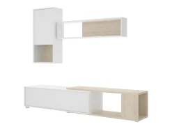 Dmora Sistema de parede Dgam, Conjunto modular de sala de canto, Móveis de sala multiposições, 230x41h180 cm, e Carvalho^ Móvel De Tv