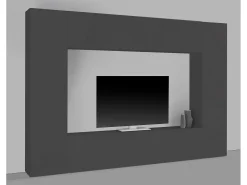 Móvel De Tv*Dmora Sistema de parede Dgirm, conjunto de sala de TV com 4 portas, móveis de sala multiuso, 100% Fabricado na Itália, 260x30h180 cm, Antracite Preto