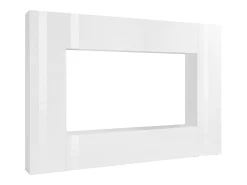 New Dmora Sistema de parede Dgirm, conjunto de sala de TV com 4 portas, móveis de sala multiuso, 100% fabricado na Itália, 260x30h180 cm, branco brilhante Marfim
