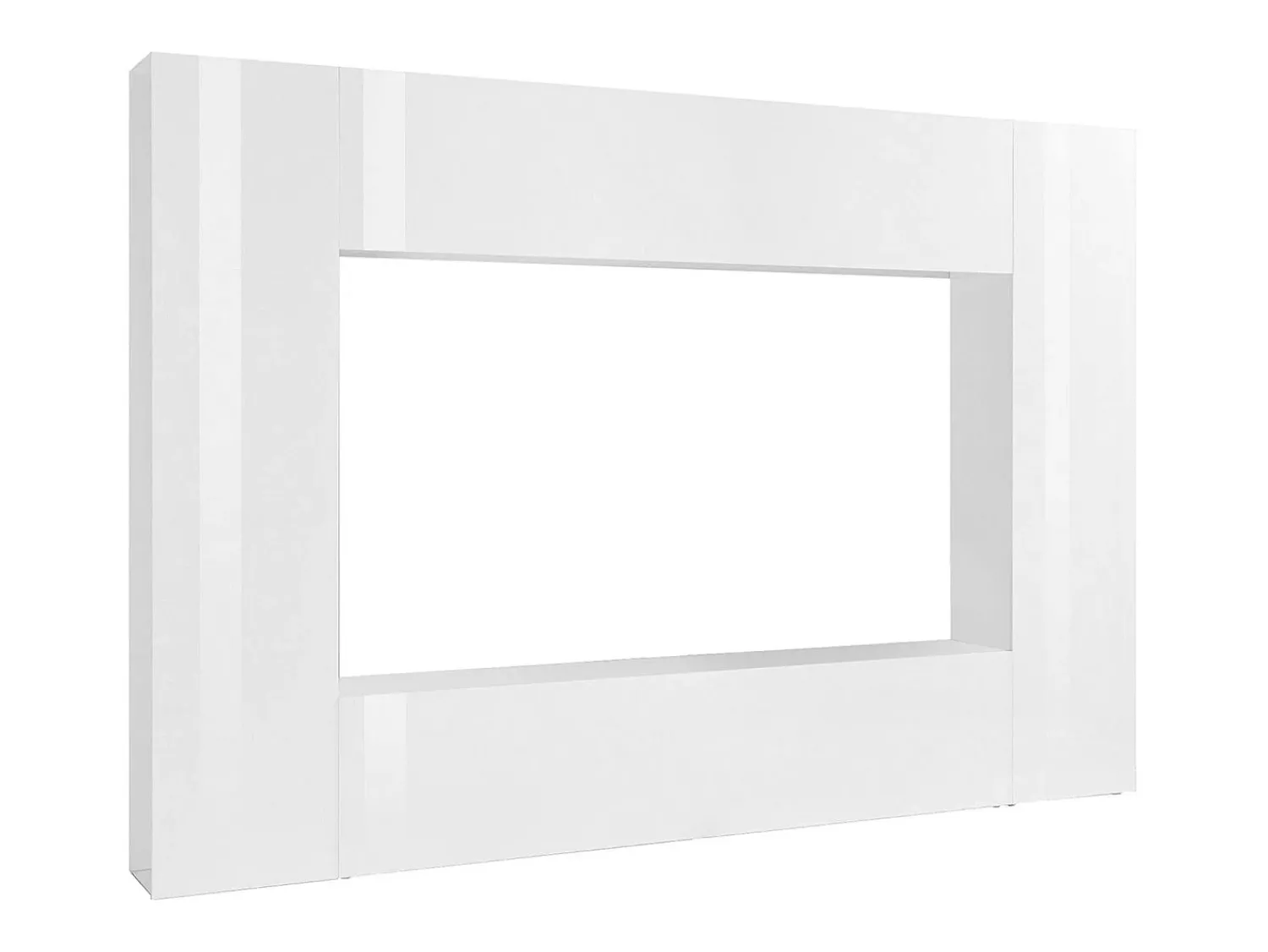 New Dmora Sistema de parede Dgirm, conjunto de sala de TV com 4 portas, móveis de sala multiuso, 100% fabricado na Itália, 260x30h180 cm, branco brilhante Marfim