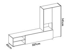 Móvel De Tv*Dmora Sistema de parede Dhughe, Composição da sala, Mobiliário multiusos para sala, Móvel de TV, 227x40 h141 cm, e Carvalho Branco