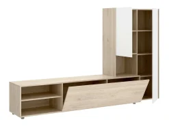 Móvel De Tv*Dmora Sistema de parede Dhughe, Composição da sala, Mobiliário multiusos para sala, Móvel de TV, 227x40 h141 cm, e Carvalho Branco