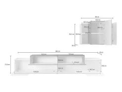 Móvel De Tv*Dmora Sistema de parede Dmar, móvel de sala de TV, móveis de sala multiuso, 100% Fabricado na Itália, 240x45h180 cm, Antracite e Bordo Preto