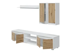 Móvel De Tv|Dmora Sistema de parede Dnuh, Conjunto de sala, Móveis de sala multiuso, Composição para sala moderna, 200x40h114 cm, e Carvalho Branco