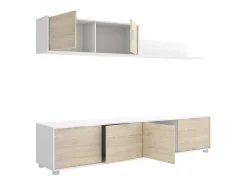 Móvel De Tv*Dmora Sistema de parede Dva, Composição da sala, Mobiliário multiusos para sala, Móvel TV, 200x40 h43 cm, e Carvalho Branco