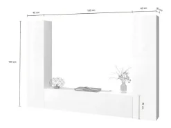 Online Dmora Sistema de parede Giordano, conjunto de sala de TV com 3 portas, móveis de sala multiuso, 100% Fabricado na Itália, 260x30h180 cm, brilhante Branco