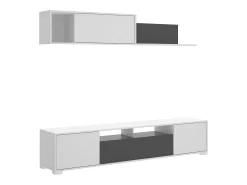 Dmora Sistema de parede Gruf, móvel de sala de TV, mobiliário de sala multiuso, 200x41h180 cm, Branco e Antracite^ Móvel De Tv
