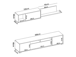 Móvel De Tv|Dmora Sistema de parede Gruf, móvel de sala de TV, móveis de sala multiuso, 200x41h180 cm, carvalho e branco Castanho
