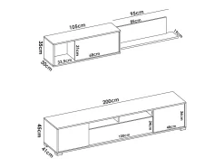 Móvel De Tv|Dmora Sistema de parede Gruf, móvel de sala de TV, móveis de sala multiuso, 200x41h180 cm, carvalho e branco Castanho
