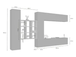 Online Dmora Sistema de parede Gualtiero, conjunto de sala de TV com 4 portas, móveis de sala multiuso, 100% Fabricado na Itália, 350x30h180 cm, Antracite Preto