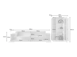 Sale Dmora Sistema de parede Mirko, conjunto de sala de TV, móveis de sala multiuso, 100% fabricado na Itália, 280x45h121 cm, brilhante e concreto Branco