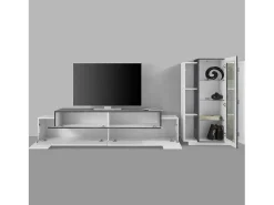 Dmora Sistema de parede Mirko, conjunto de sala de TV, móveis de sala multiuso, 100% fabricado na Itália, 280x45h121 cm, brilhante e ardósia^ Móvel De Tv