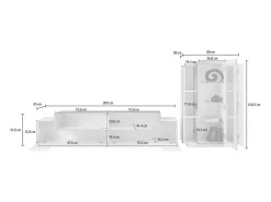 Dmora Sistema de parede Mirko, conjunto de sala de TV, móveis de sala multiuso, 100% fabricado na Itália, 280x45h121 cm, brilhante e ardósia^ Móvel De Tv