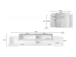 Móvel De Tv|Dmora Sistema de parede Ruben, conjunto de sala de TV, móveis de sala multiuso, 100% fabricado na Itália, 240x45h180 cm, brilhante e ardósia Branco
