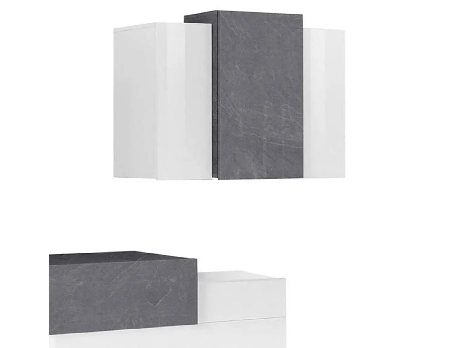 Móvel De Tv|Dmora Sistema de parede Ruben, conjunto de sala de TV, móveis de sala multiuso, 100% fabricado na Itália, 240x45h180 cm, brilhante e ardósia Branco