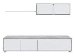 Clearance Dmora Sistema de parede Savannah, móvel de sala de TV, composição de conjunto de sala, conjunto de sala com móvel de parede, 200x41h43 cm, e Cimento Branco