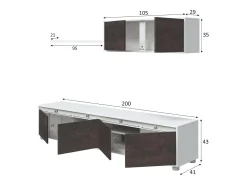 Dmora Sistema de parede Savannah, móvel de sala de TV, composição de conjunto de sala, conjunto de sala com móvel de parede, 200x41h43 cm, e Ã"xido^ Móvel De Tv