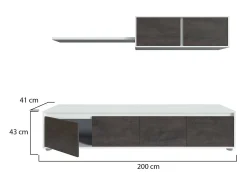 Dmora Sistema de parede Savannah, móvel de sala de TV, composição de conjunto de sala, conjunto de sala com móvel de parede, 200x41h43 cm, e Ã