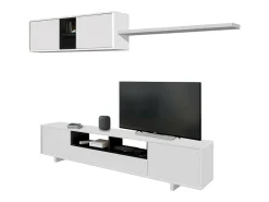 Móvel De Tv|Dmora Sitema de parede Hartford, móvel de ala de TV, compoição do conjunto de ala de etar, conjunto de ala de etar com móvel de parede, 200x41h46 cm, brilhante Branco