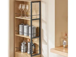 Online Sobuy armário alto de banheiro com espelho cor branca 80x12x40 cm Natural escuro