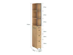 Online Sobuy armário alto de banheiro com espelho cor branca 80x12x40 cm Natural escuro
