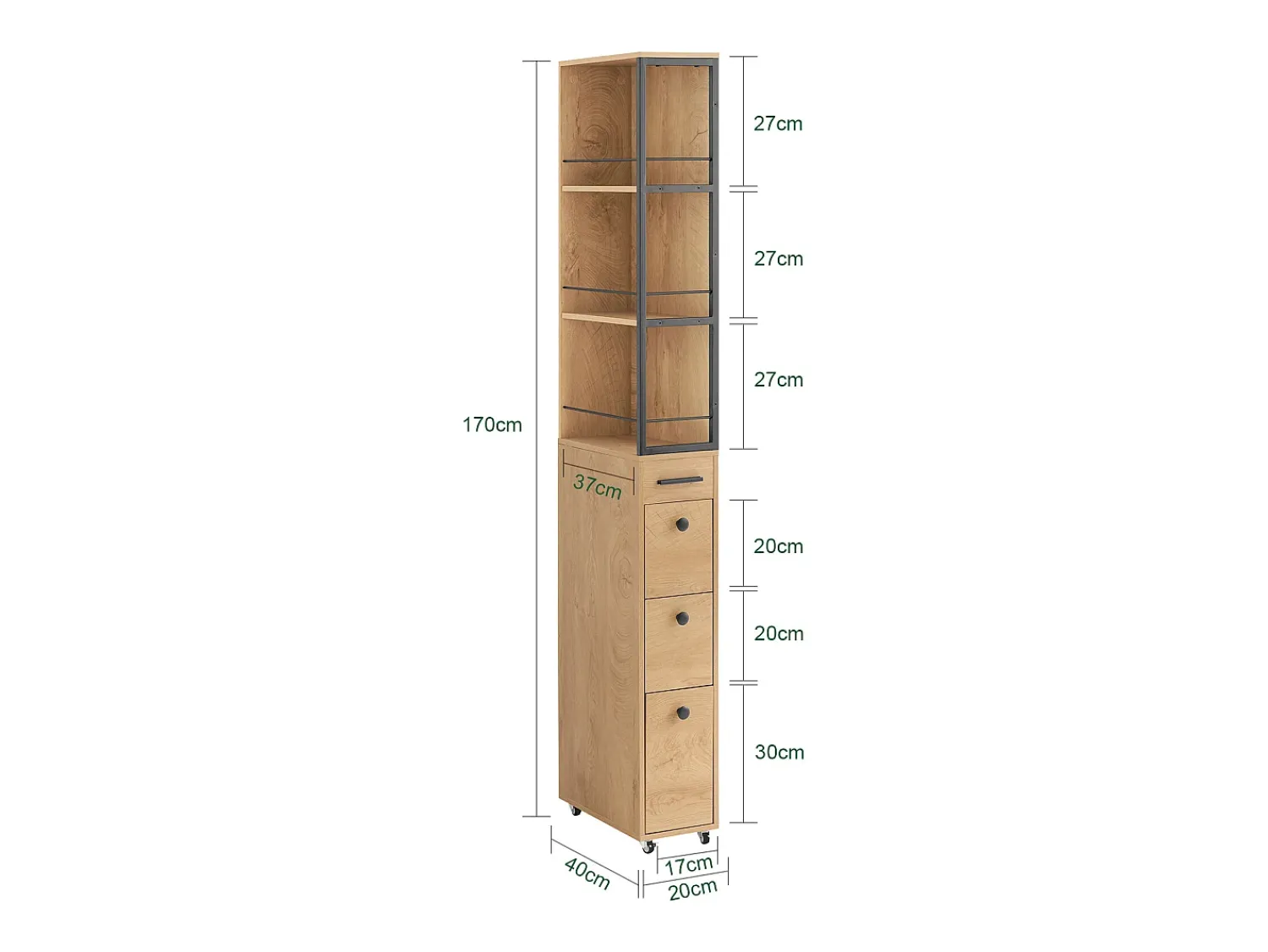 Online Sobuy armário alto de banheiro com espelho cor branca 80x12x40 cm Natural escuro