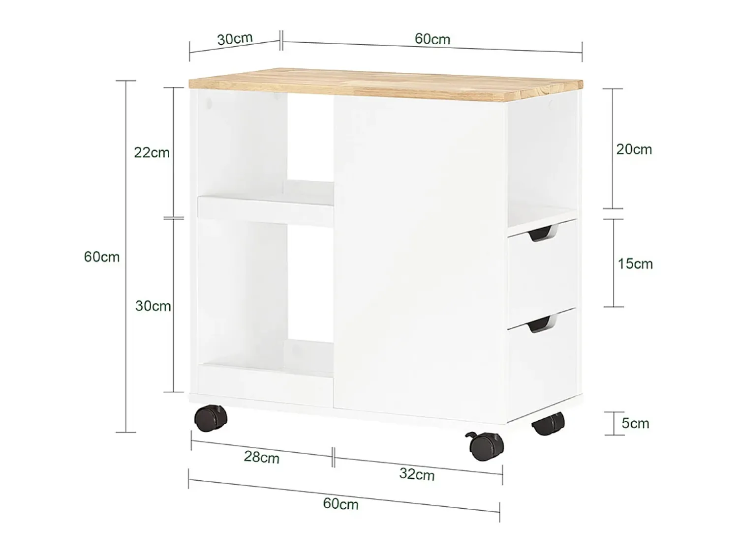 Mesa De Apoio|Sobuy armário baixo, Armário com rodas, armário multifuncional FBT130-WN Branco