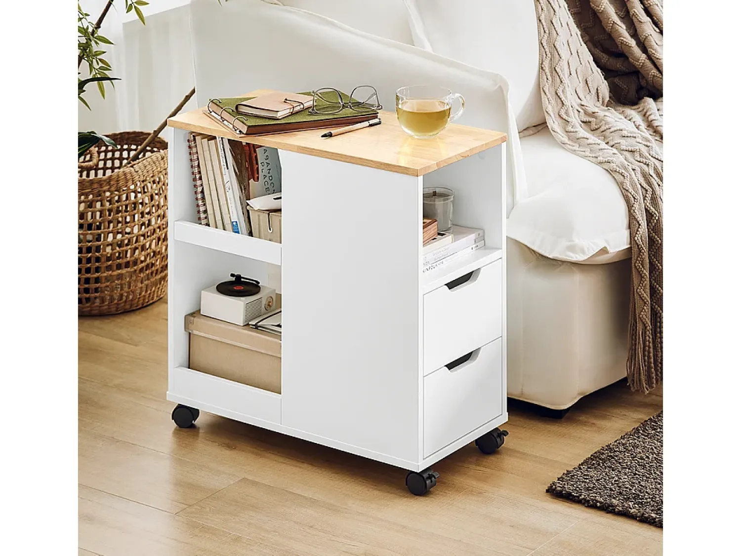 Mesa De Apoio|Sobuy armário baixo, Armário com rodas, armário multifuncional FBT130-WN Branco