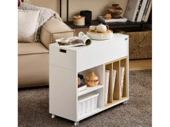 Hot Sobuy armário baixo, Armário com rodas, armário multifuncional FBT134-W Branco