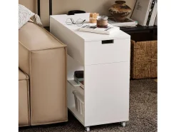 Hot Sobuy armário baixo, Armário com rodas, armário multifuncional FBT134-W Branco