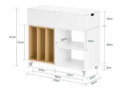Hot Sobuy armário baixo, Armário com rodas, armário multifuncional FBT134-W Branco