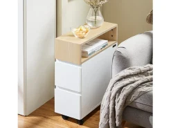 New Sobuy armário baixo, Armário com rodas, armário multifuncional FBT155-WN Branco