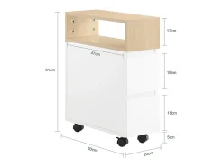 New Sobuy armário baixo, Armário com rodas, armário multifuncional FBT155-WN Branco