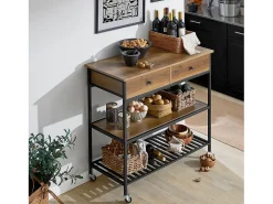 Móvel De Arrumação*Sobuy armário com rodas, armário de cozinha, carrinho de cozinha FKW112-PF Castanho