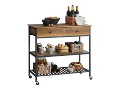 Móvel De Arrumação*Sobuy armário com rodas, armário de cozinha, carrinho de cozinha FKW112-PF Castanho