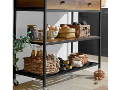 Móvel De Arrumação*Sobuy armário com rodas, armário de cozinha, carrinho de cozinha FKW112-PF Castanho