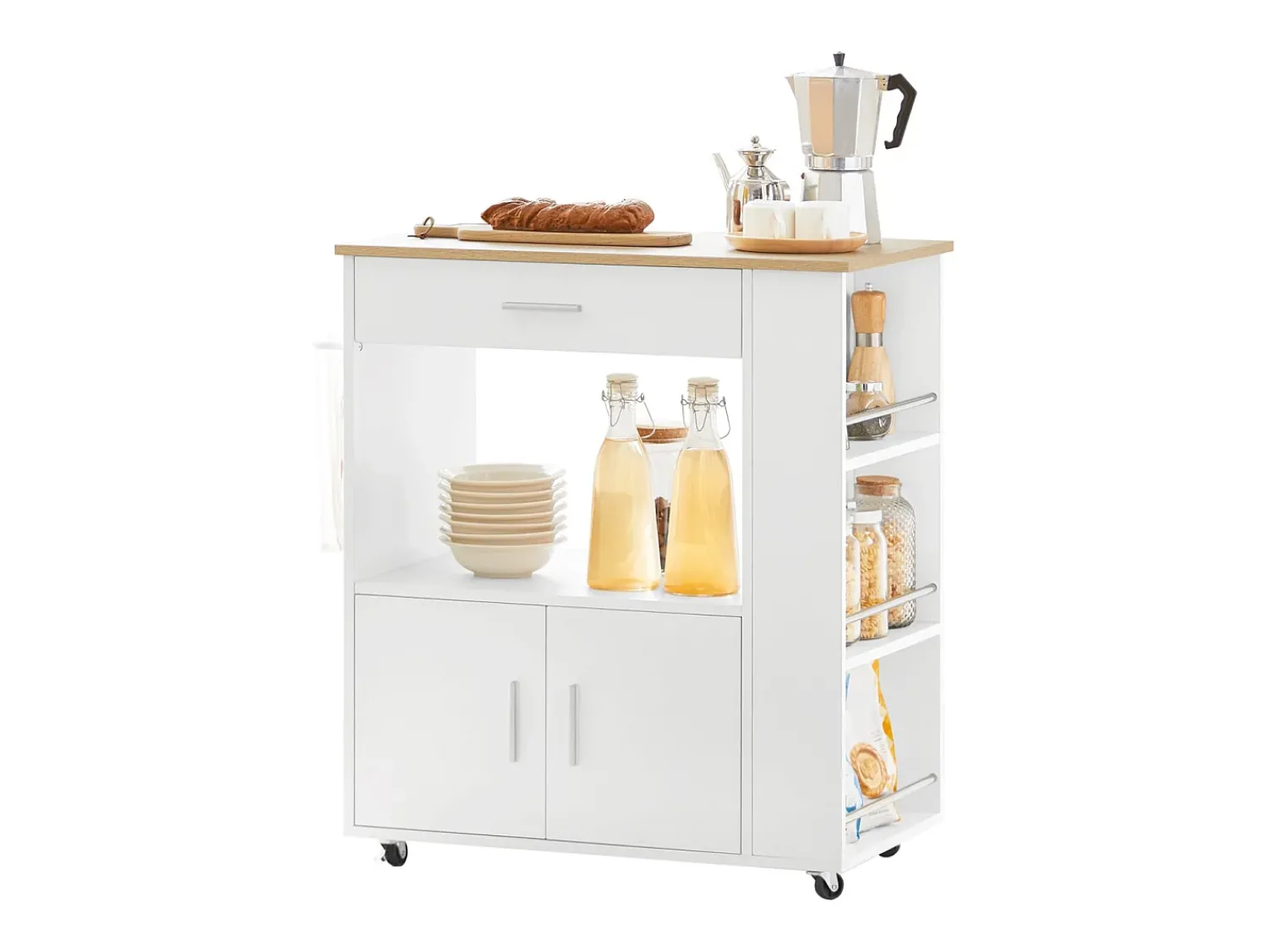 Discount Sobuy Armário de banheiro com espelho, armário de cozinha, Armário de cozinha suspenso FRG43-W Natural escuro