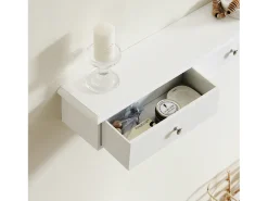 Consola*Sobuy Armário de banheiro com espelho, armário de cozinha, Armário de cozinha suspenso FRG43-L-W Branco