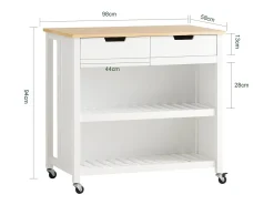 Online Sobuy armário de cozinha, carrinho de cozinha, carrinho de cozinha com rodas FKW74-WN Branco