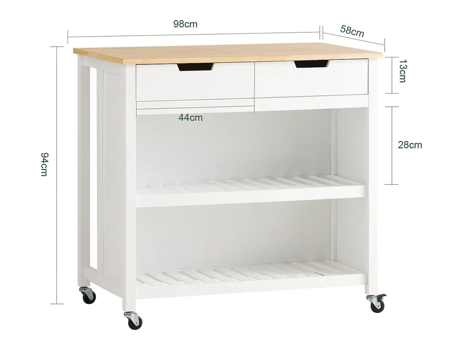 Online Sobuy armário de cozinha, carrinho de cozinha, carrinho de cozinha com rodas FKW74-WN Branco