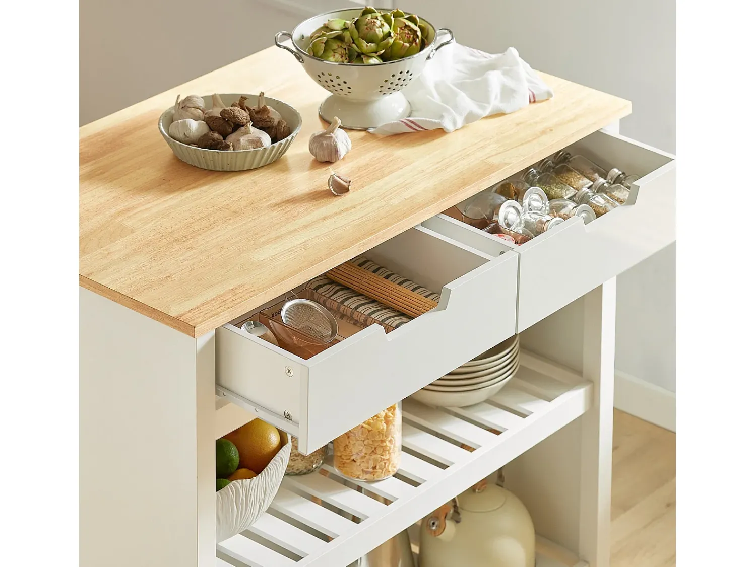Online Sobuy armário de cozinha, carrinho de cozinha, carrinho de cozinha com rodas FKW74-WN Branco