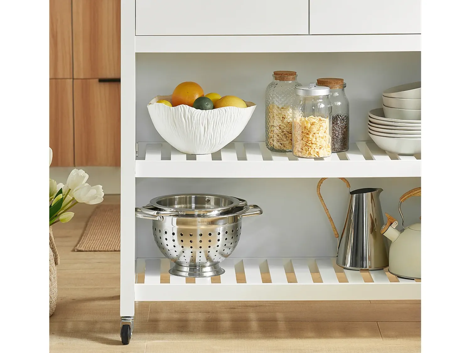 Online Sobuy armário de cozinha, carrinho de cozinha, carrinho de cozinha com rodas FKW74-WN Branco