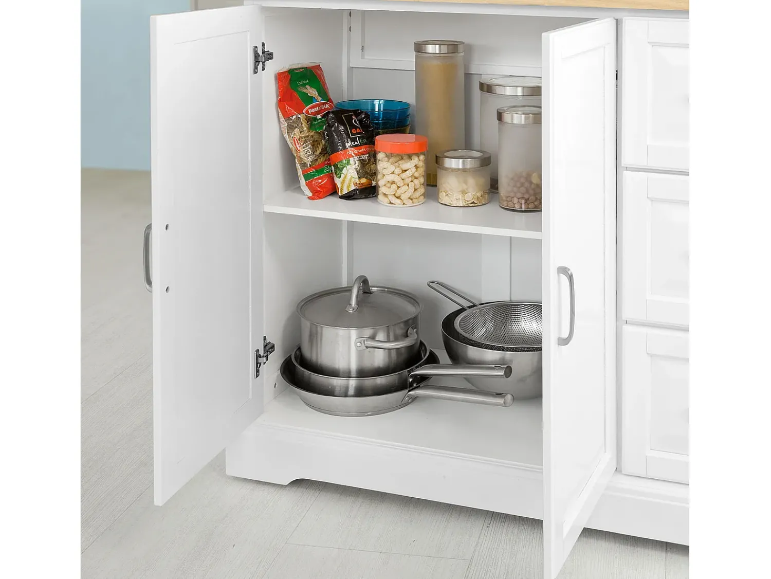 Móvel De Arrumação*Sobuy armário de cozinha, carrinho de cozinha, carrinho de cozinha com rodas FKW41-WN Branco