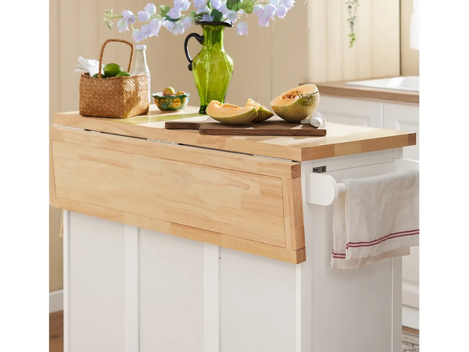 Móvel De Arrumação*Sobuy armário de cozinha, carrinho de cozinha, carrinho de cozinha com rodas FKW41-WN Branco