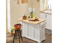 Móvel De Arrumação*Sobuy armário de cozinha, carrinho de cozinha, carrinho de cozinha com rodas FKW41-WN Branco