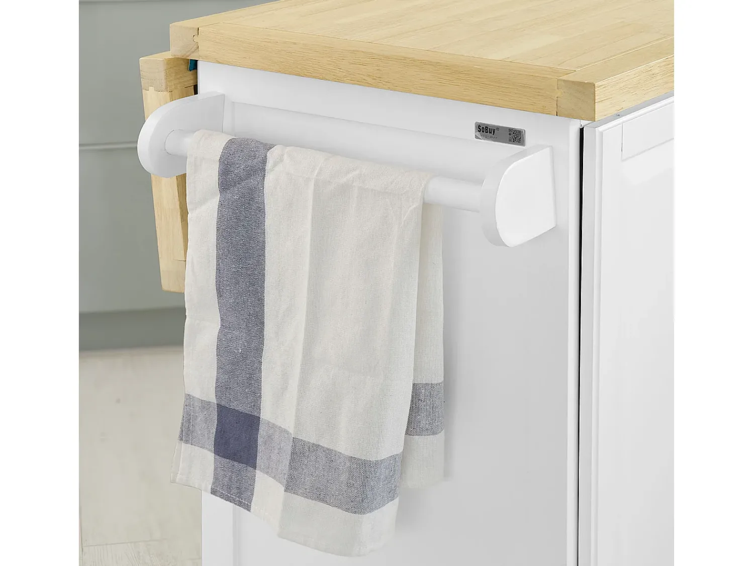 Móvel De Arrumação*Sobuy armário de cozinha, carrinho de cozinha, carrinho de cozinha com rodas FKW41-WN Branco