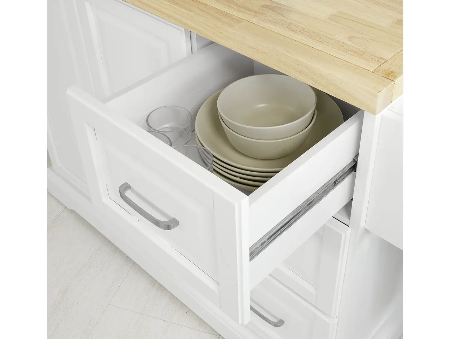 Móvel De Arrumação*Sobuy armário de cozinha, carrinho de cozinha, carrinho de cozinha com rodas FKW41-WN Branco
