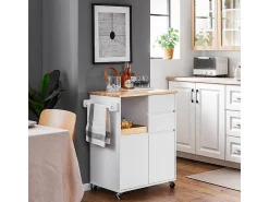 Sobuy armário de cozinha, carrinho de cozinha, carrinho de cozinha com rodas FKW123-WN Branco