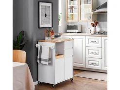 Sobuy armário de cozinha, carrinho de cozinha, carrinho de cozinha com rodas FKW123-WN Branco