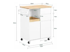 Sobuy armário de cozinha, carrinho de cozinha, carrinho de cozinha com rodas FKW123-WN Branco